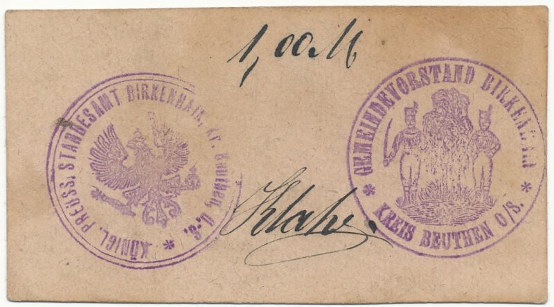 Notgeld 1 marka 1914 Brzeziny Śląskie