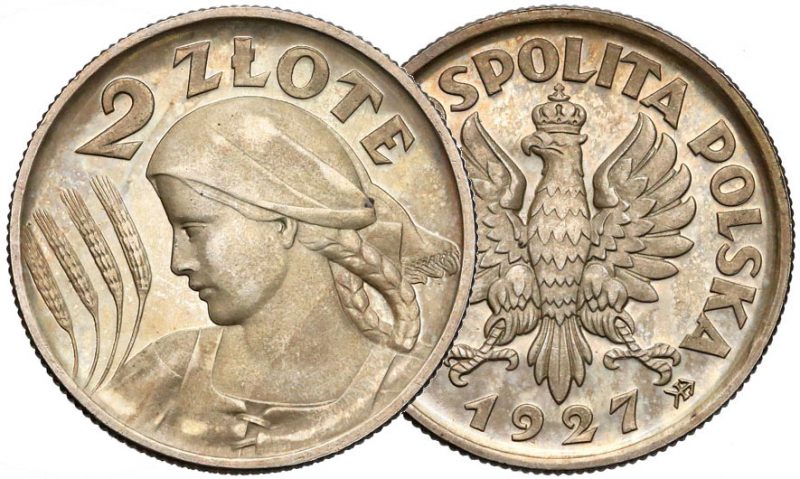 2 złote 1924 Żniwiarka z orłem Konstytucji