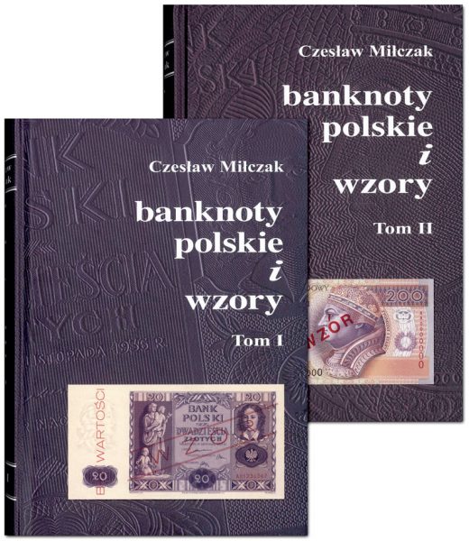 Okładka przednia I i II tomu Katalogu banknoty polskie i wzory Czesława Miłczaka wydanie 2012