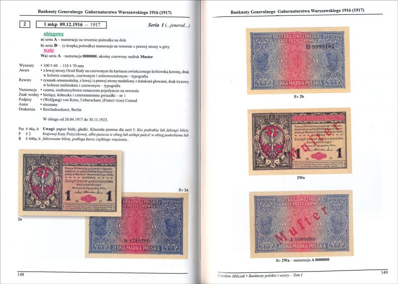 Strona 148 Katalogu banknoty polskie i wzory Czesława Miłczaka wydanie 2012