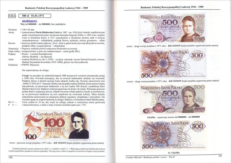 Strona 190 Katalogu banknoty polskie i wzory Czesława Miłczaka wydanie 2012