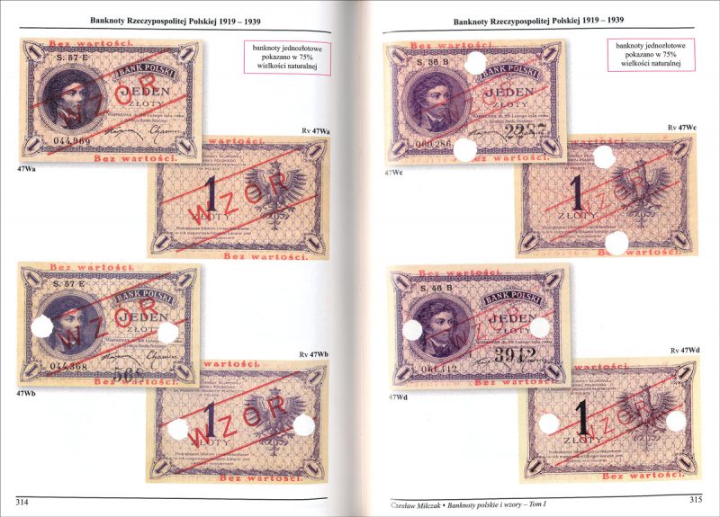Strona 314 Katalogu banknoty polskie i wzory Czesława Miłczaka wydanie 2012