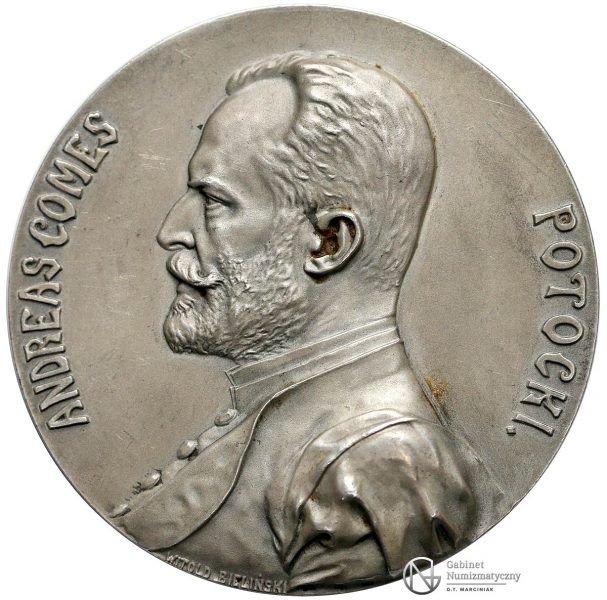 Awers medalu Andrzej Potocki 1908