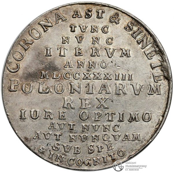 Rewers medalu z drugiej elekcji Stanisława Leszczyńskiego z 1733