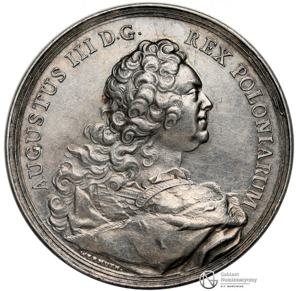 Awers medalu nagrodowego Dobrze Zasłużonym Augusta III Sasa 1747