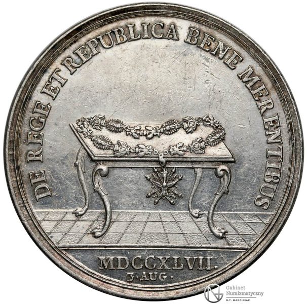 Rewers medalu nagrodowego Dobrze Zasłużonym Augusta III Sasa 1747