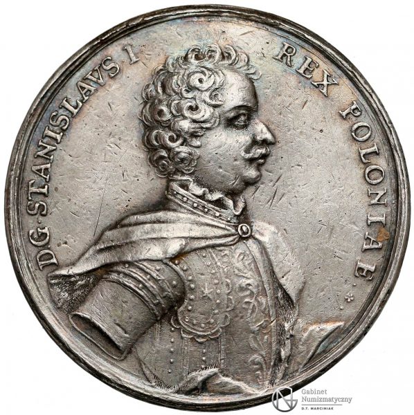 Awers medalu z pierwszej elekcji Stanisława Leszczyńskiego z 1704